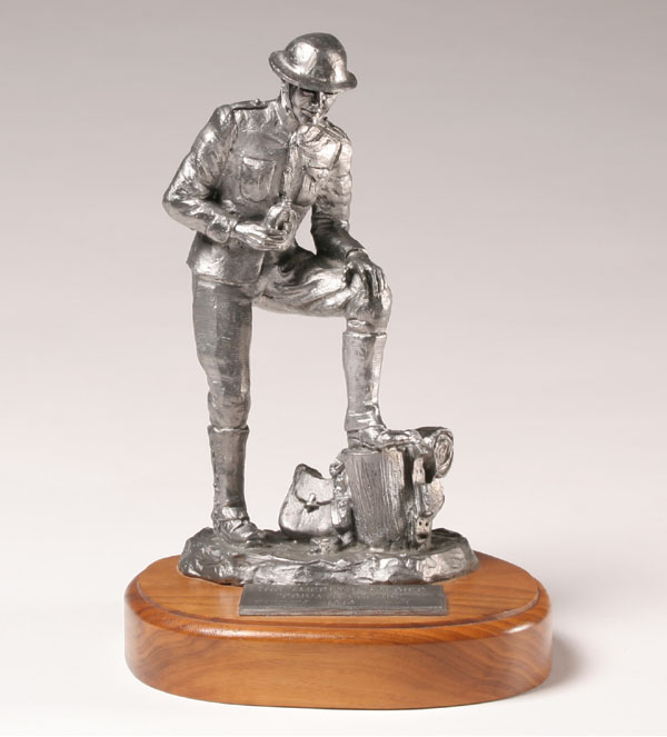 Appraisal: M A Ricker polished metal sculpture WWI American doughboy poised