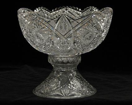 Appraisal: American Brilliant Cut Glass Punch Bowl on Stand in in