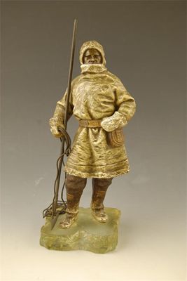 Appraisal: An Austrian cold painted bronze figure of an Inuit standing