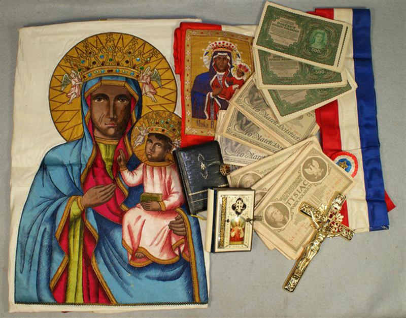 Appraisal: Our Lady of Czestochowska religious raiment grouping including x embroidered