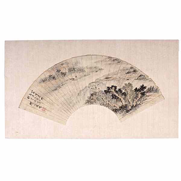 Appraisal: Chinese Fan Paintings Chinese Four fan paintings including two paintings