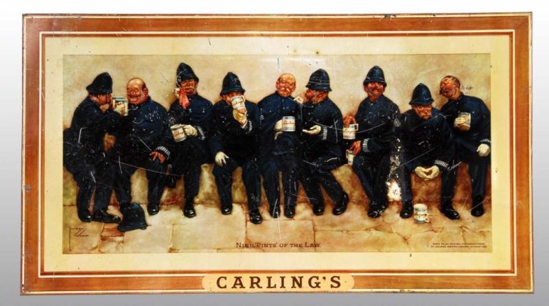 Appraisal: Tin Over Cardboard Carling's Sign Description By Lawson Wood Moderate