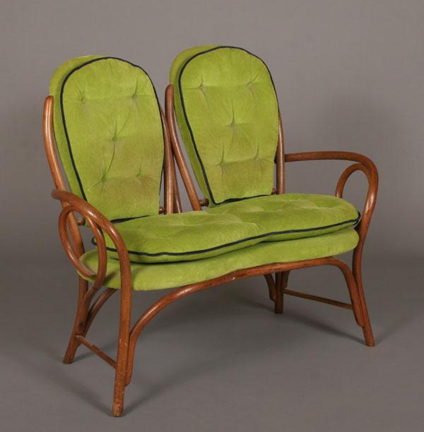 Appraisal: Thonet bentwood settee with upholstered seat and backs H x