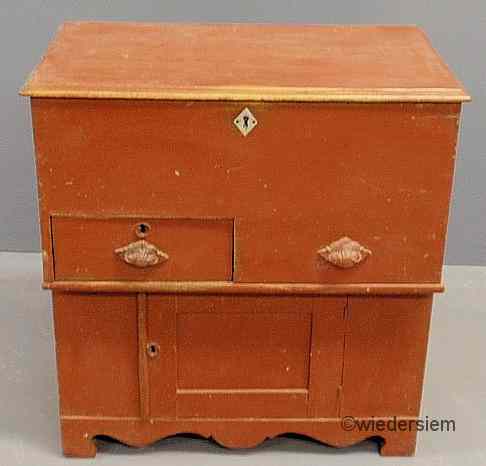 Appraisal: Red painted pine commode late th c ''h x ''w