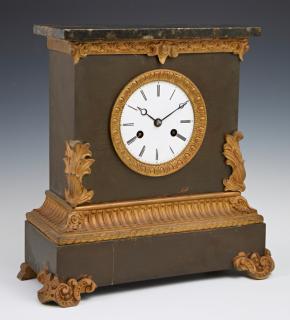 Appraisal: French Gilt and Patinated Spelter Mantel Clock c time and