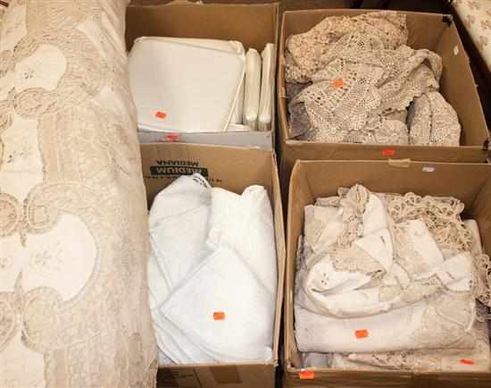 Appraisal: Three boxes of assorted textiles including lace and table linens