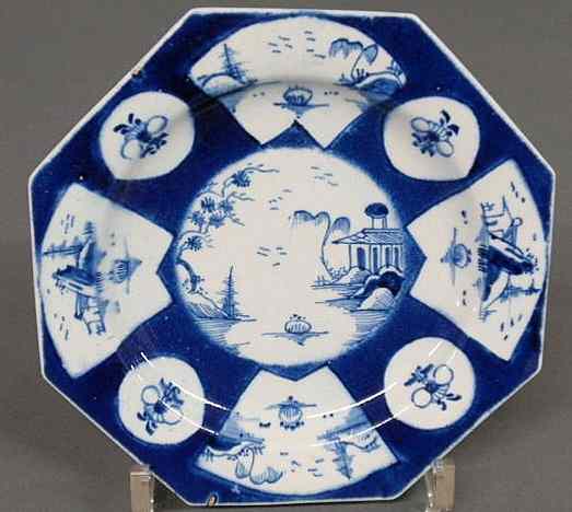 Appraisal: Rare English blue and white Bow porcelain dish c with