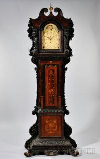 Appraisal: Elaborately Carved and Marquetry Inlaid Chime Clock Germany late th