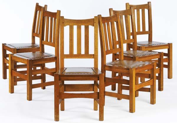 Appraisal: STICKLEY BROTHERS Set of six dining chairs no with tacked-on