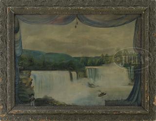 Appraisal: FOLK ART PAINTING DEPICTING NIAGARA FALLS FOLK ART PAINTING DEPICTING