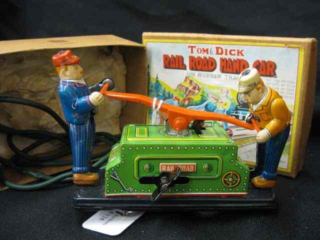 Appraisal: Tom Dick ''Railroad Hand Car''Tin Toy in box '' x