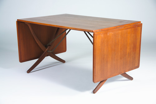 Appraisal: HANS WEGNER ANDREAS TUCK Teak drop-leaf table with on X-leg