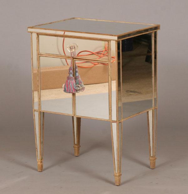 Appraisal: Art Deco mirrored night stand side table H x W