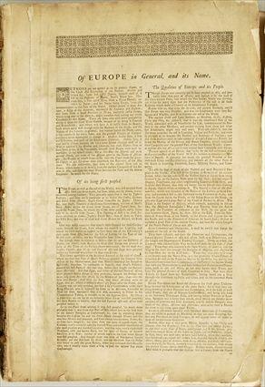 Appraisal: Large Book First Page Titled Of Europe in General and