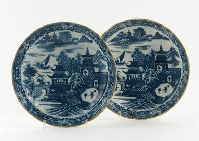 Appraisal: A pair of Caughley blue and white fluted dishes printed