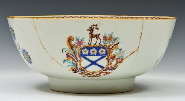 Appraisal: A CHINESE EXPORT ARMORIAL BOWL decorated in famille rose palette