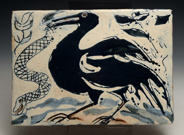 Appraisal: William Newland New Zealand - A large tile with 'Pelican