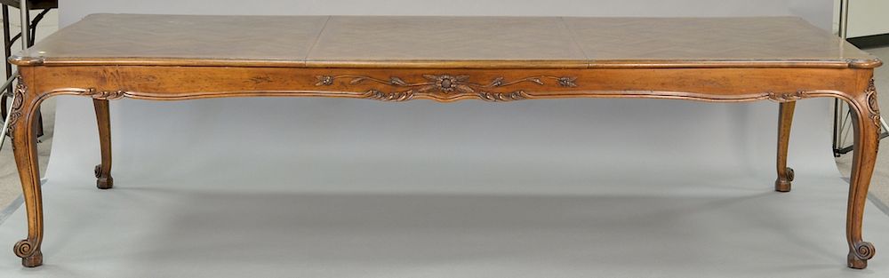 Appraisal: Louis XV style dining table having parquet top and two