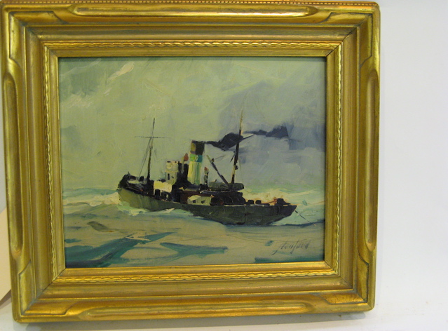 Appraisal: CHARLES E STANFORD OIL ON MASONITE Oregon th century Fishing