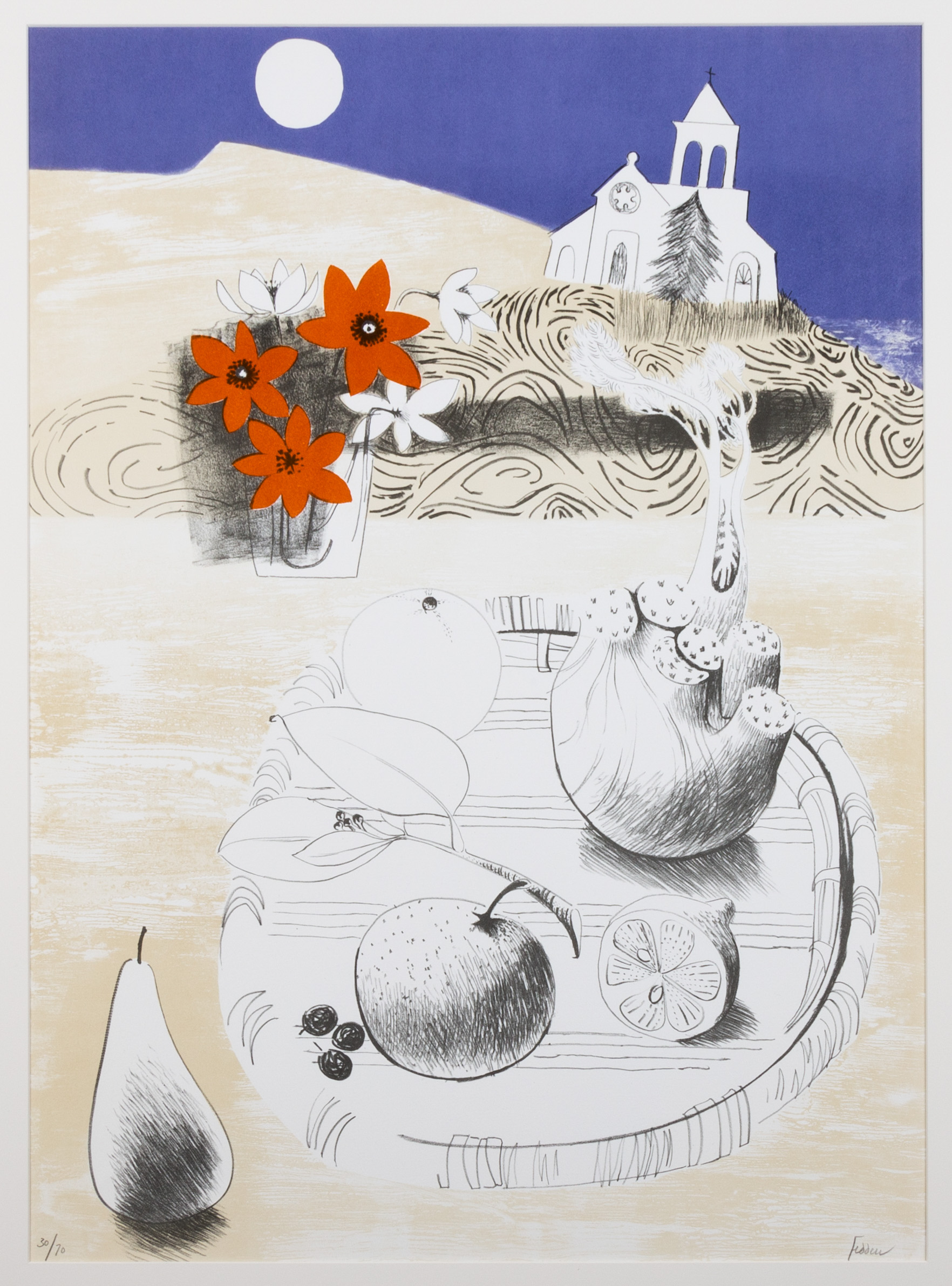 Appraisal: MARY FEDDEN R A BRITISH - STRAW PLATE Lithograph in