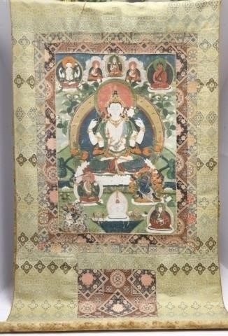 Appraisal: TH OR TH C TIBETAN THANGKA PAINTING ONCANVAS MOUNTED ON