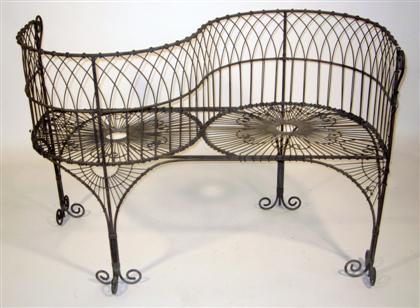 Appraisal: Continental wirework tete-a-tete garden bench th century