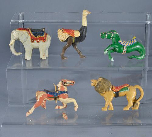 Appraisal: PRISON ART CARVED AND PAINTED CAROUSEL ANIMALSthese are magnificent items