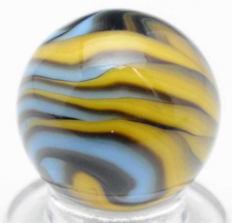 Appraisal: Christensen Agate Tri-Color Flame Marble Striking baby blue base with