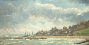 Appraisal: Anthony R Cooke b - Stormy coastal scene oil on