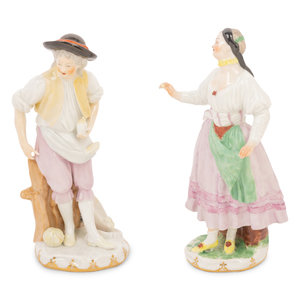 Appraisal: A Pair of Vienna Porcelain Figures th th Century depicting