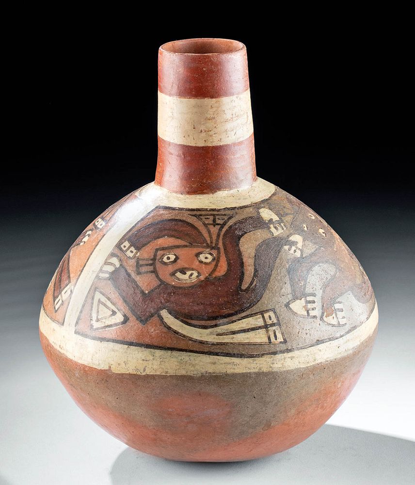 Appraisal: Huari Polychrome Jar - Flying Monkeys Pre-Columbian Central South Peru