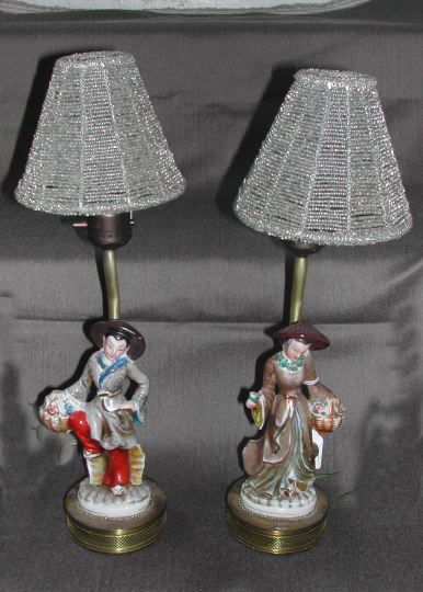 Appraisal: Pair of Continental Polychromed and Parcel-Gilt Porcelain Figures of respectively