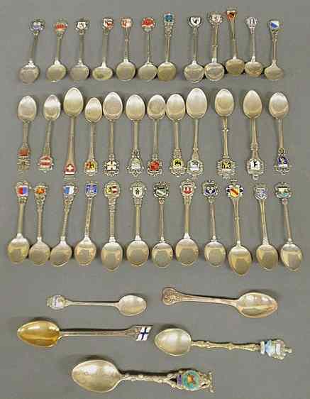 Appraisal: Collection of forty-one souvenir spoons some marked each approx l