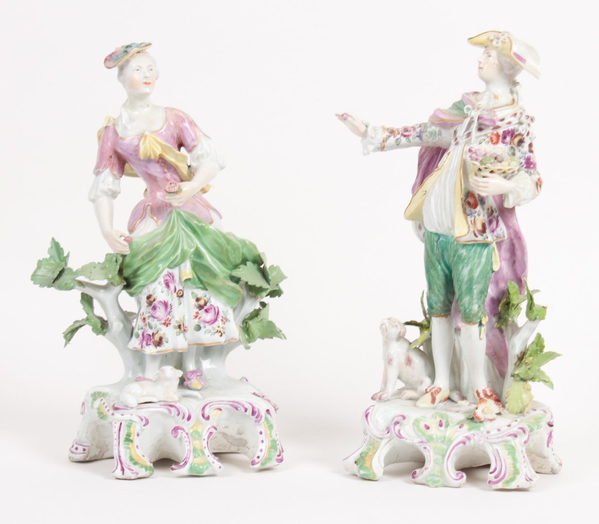 Appraisal: Pair of Chelsea-Derby soft paste porcelain figures circa modeled as