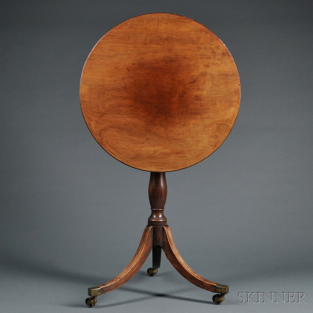 Appraisal: Georgian-style Mahogany Tilt-top Tripod Table th century circular top with