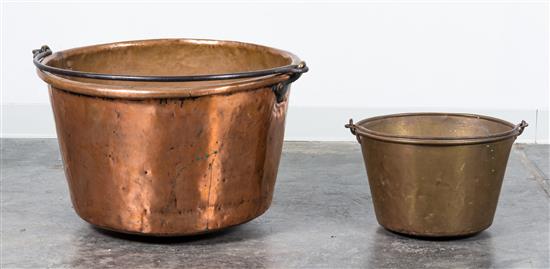 Appraisal: Sale Lot Two Copper Cauldrons each of tapering form with