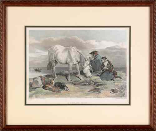 Appraisal: Color engraving after Sir Edwin Landseer titled A Highland Group