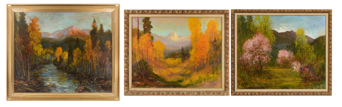 Appraisal: STIRLING David American - pieces to include Landscape with Aspens