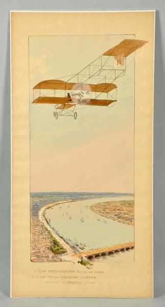 Appraisal: Raid Paris-Verdun Poster With open bi-plane over river with boats