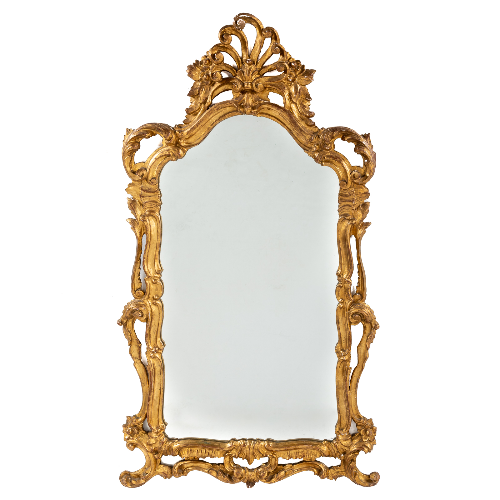 Appraisal: GEORGE II STYLE GILTWOOD MIRROR With carved acanthus frame in