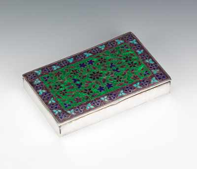 Appraisal: Indian Silver Enameled Cloisonn Box A beautifully enameled cloisonn silver