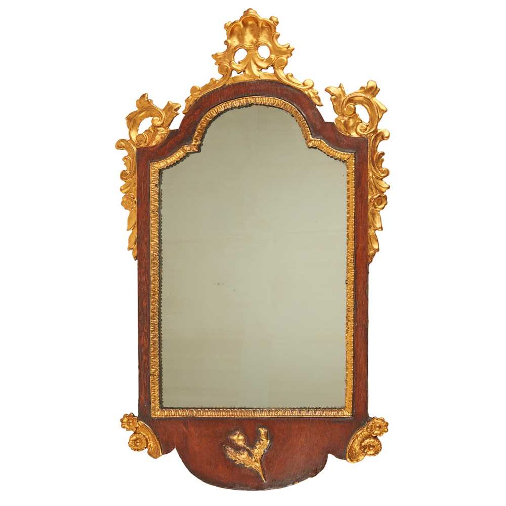 Appraisal: SCOTTISH GEORGE III WALNUT PARCEL-GILT MIRROR LATE TH CENTURY the