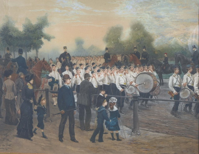 Appraisal: AFTER EDOUARD DETAILLEA military band parade hand-coloured x