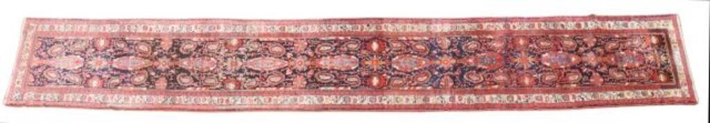 Appraisal: Hand-tied Persian Malayer runner dated loss to fringe and edge