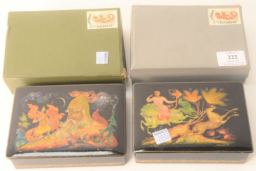 Appraisal: Two Russian Lacquer Boxes having legends and fairy tale motif