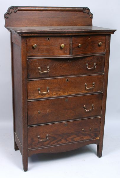 Appraisal: C tall oak chest h x l x d EST