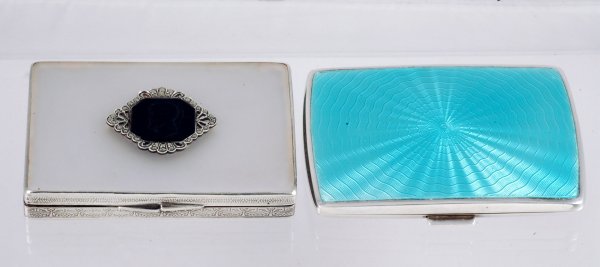 Appraisal: Cameo compact and cigarette case Compact x with black cameo