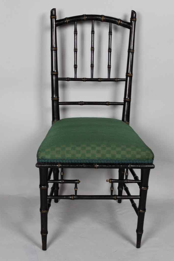 Appraisal: NAPOLEON III EBONIZED BAMBOO TURNED SIDE CHAIR circa the arched