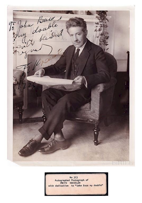 Appraisal: Fritz Kreisler Autographed Photograph Photo SIGNED Fritz Kreisler Austrian -