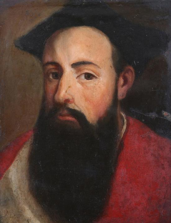 Appraisal: CONTINENTAL SCHOOL th century PORTRAIT OF A MAN IN RED